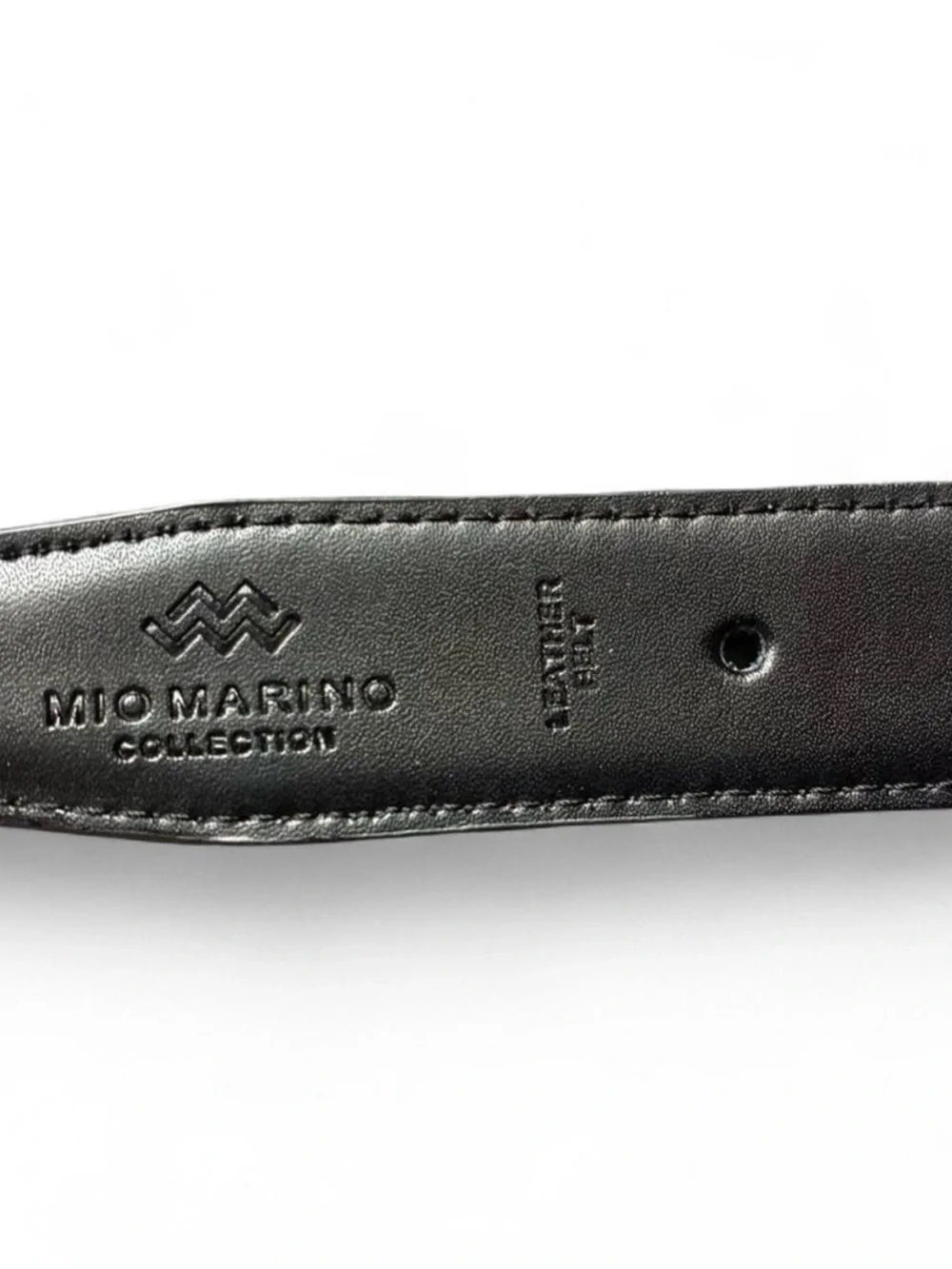 Mio Marino Collection Black leather belt silver buckle 36”